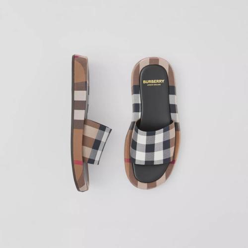  BURBERRY 22年秋冬 女士 格紋棉質拖鞋 80503211