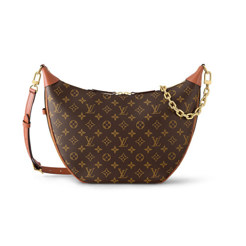 Louis Vuitton/路易威登 22秋冬新款 Loop hobo系列 女士棕色老花帆布配皮拉鏈開合半月形肩背流浪包M46311