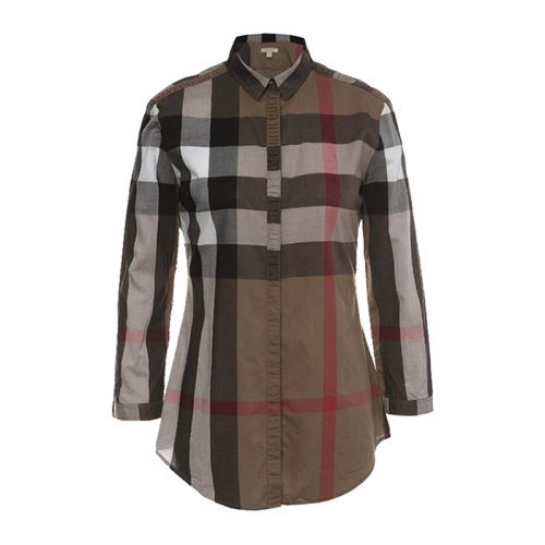 BURBERRY/博柏利 男士 服裝  拼色格紋棉質長袖襯衫 男士長袖襯衫
