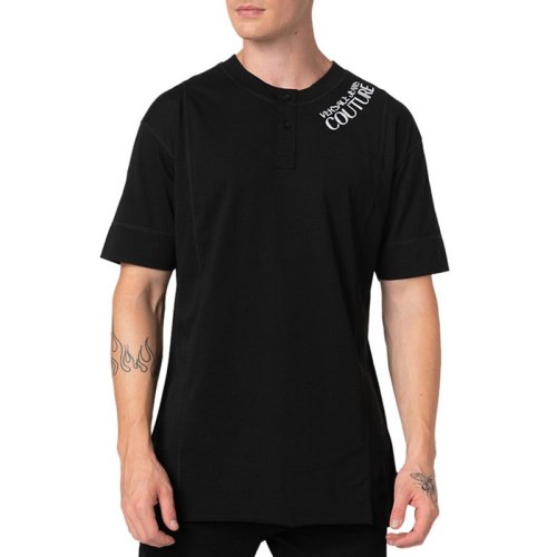  VERSACE JEANS COUTURE 男士黑色棉質(zhì)短袖T恤 B3GVB7DE 30377 899 PLFSX