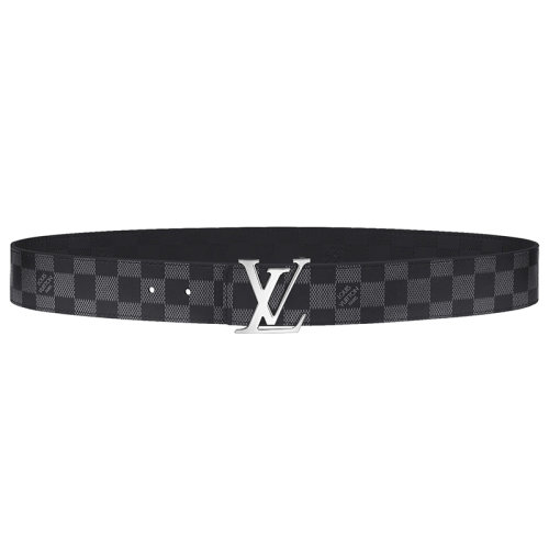 Louis Vuitton/路易威登 男士黑色棋盤帆布和小牛皮銀扣雙面腰帶40毫米M0107T