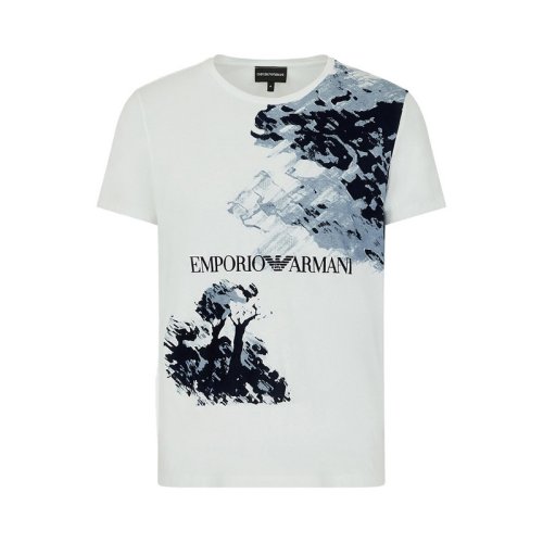  Emporio Armani/安普里奧阿瑪尼 男士白色棉質短袖T恤 6K1T6P 1JQ4Z 0100 PLFSX