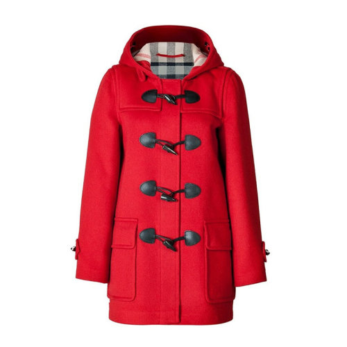 BURBERRY/博柏利女裝 服裝 羊毛經典牛角扣毛呢連帽中長款 女士大衣外套