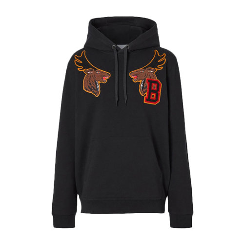 BURBERRY 博柏利 男士 服裝  黑色連帽抽繩棉質(zhì)長(zhǎng)袖衛(wèi)衣 男衛(wèi)衣