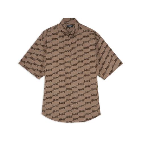  BALENCIAGA巴黎世家 22年秋冬 男士 短袖襯衫 BB MONOGRAM廓形短袖襯衫 681702TML369378