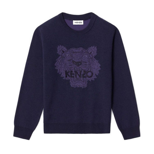 KENZO/高田賢三 凱卓女裝 時尚百搭 女士 深藍色棉質刺繡虎頭圖案衛衣 FB52PU5843XA.76 HJH0034C