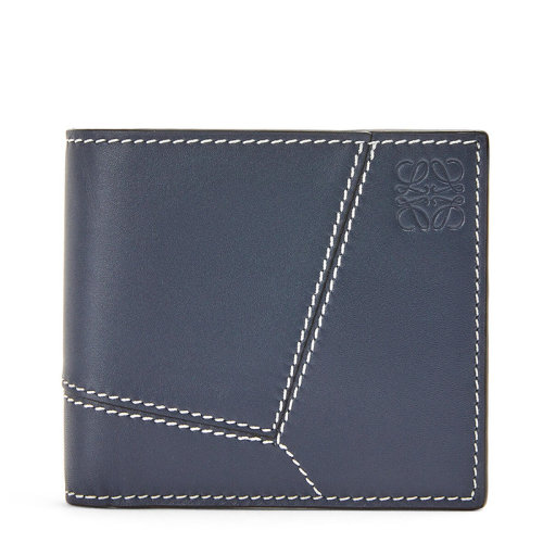 LOEWE/羅意威 Puzzle系列 男士海洋藍色縫線光滑小牛皮硬幣卡雙折夾錢包0010639979