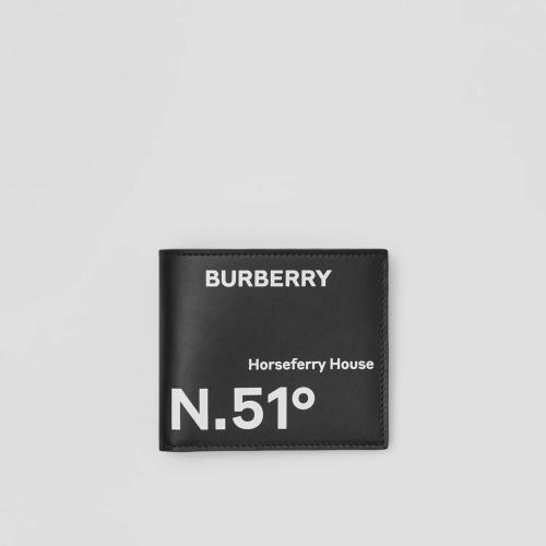  BURBERRY 22年秋冬 男士 坐標印花皮革雙折錢夾 80649271