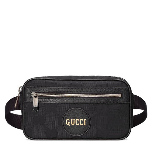 GUCCI/古馳 古琦腰包 經典雙G印花 女士黑色尼龍拉鏈腰包 631341 H9HBN 1000