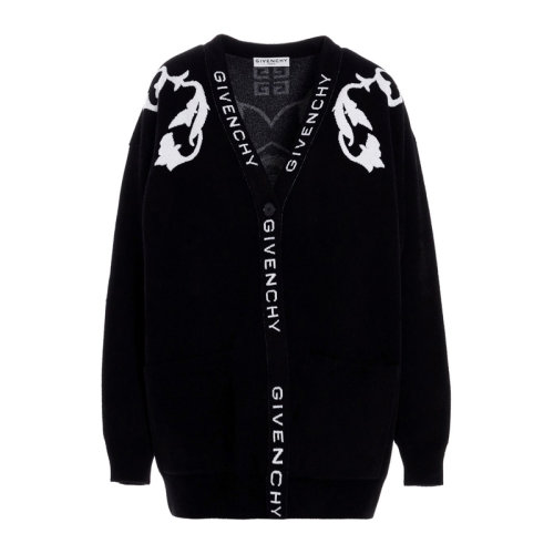 Givenchy 紀梵希 女士 服裝  黑色花卉提花開衫 女士針織衫毛衣
