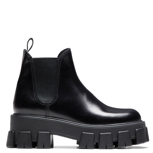 PRADA/普拉達 秋冬 Monolith系列 女士黑色亮面皮革踝靴1T725L_B4L_F0002_F_B055