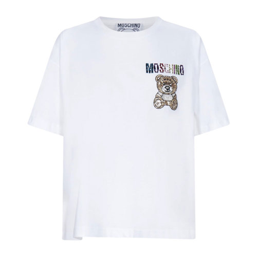 Moschino 莫斯奇諾  女裝 服飾 白色圓領(lǐng)棉質(zhì)小熊圖案 女士短袖T恤 0710