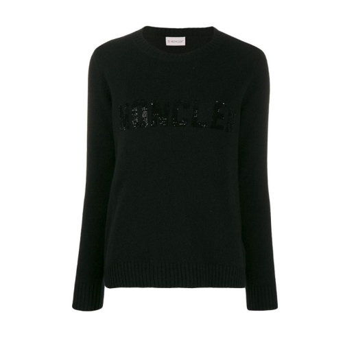 Moncler/蒙克萊 蒙口 女裝 品牌字母 黑色女士圓領(lǐng)針織衫/毛衣 9055850A9234999