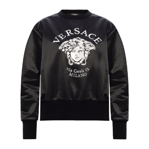 VERSACE/范思哲 女士純色棉質(zhì)經(jīng)典字母徽標(biāo)美杜莎頭像印花裝飾圓領(lǐng)長袖上衣衛(wèi)衣運(yùn)動衫套頭衫 A88405-1F00108 多色可選
