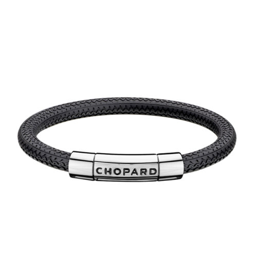 Chopard/蕭邦 22春夏新款MILLE MIGLIA系列 黑色橡膠銀色金屬運動風手鏈95016-0204