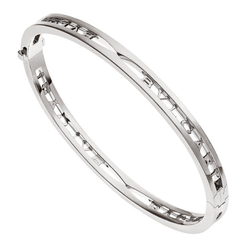 BVLGARI/寶格麗 B.ZERO1系列 男女通用18K金白金螺旋形飾有BVLGARI徽標手鐲 356285