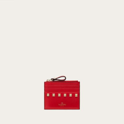  VALENTINO華倫天奴 22年春夏 女士 卡包 PORTE-CARTES ROCKSTUD ZIPPé EN VEAU ZW2P0T35BOLJU 預定商品1-3周發貨