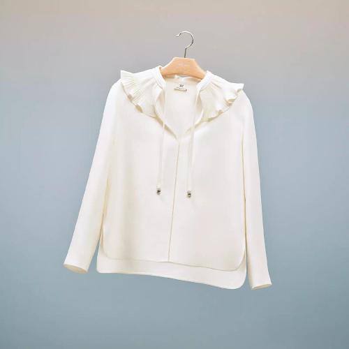  HERMES愛馬仕 22年秋冬 女士 長袖襯衫 Blouse a jabot H2H0614DI9134