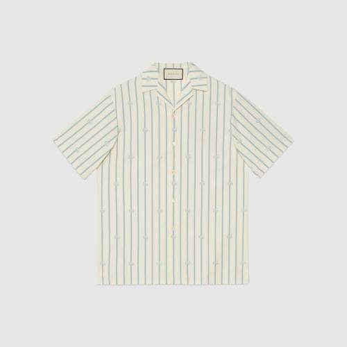GUCCI/古馳 雙G條紋棉質保齡球衫 623156 ZAD7M 9196