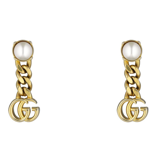 GUCCI/古馳  金屬鍍金 珍珠雙G耳環(huán)645665I46208078