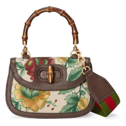  GUCCI古馳 22年秋冬 女士 Gucci Bamboo 1947系列竹節小號手提包 675797 U1WBT 9286