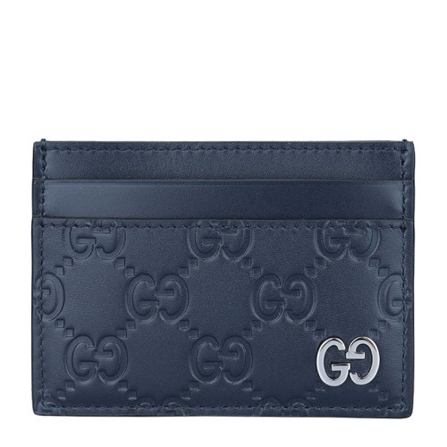 GUCCI/古馳 男士黑色皮革經典雙G壓花金屬字母徽標錢夾錢包卡包男包 473927-CWC1N-4009