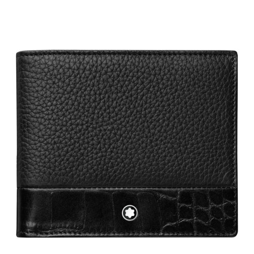 MontBlanc/萬寶龍 男士經典時尚黑色皮質短款對折錢包錢夾卡包卡夾男包 118752