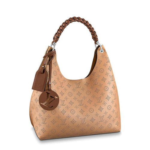 Louis Vuitton/路易威登 22春夏新款CARMEL系列 女士亞利桑那棕色小牛皮鏤刻穿孔老花裝飾編織提手銀扣鏤刻徽標(biāo)吊飾單肩手提流浪包M59303