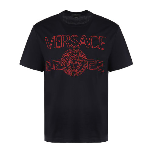 VERSACE/范思哲21新品刺繡徽標棉質寬松男士短袖T恤10012801A00915