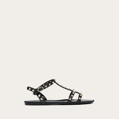  VALENTINO華倫天奴 22年春夏 女士 平底涼鞋 Sandales basses Rockstud en caoutchouc ZW2S0H3 預定商品1-3周發貨