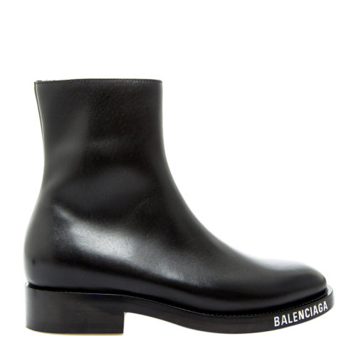 Balenciaga/巴黎世家 男士黑色徽標鞋底皮革短靴皮靴男鞋590717-WA720-1000