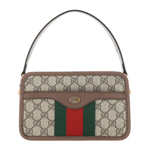 GUCCI/古馳 男士拼色高級人造帆布經典雙G字母徽標紅綠織帶條紋裝飾拉鏈開合單肩包斜挎包手提包男包 598139-96IWT-8745