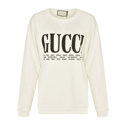 Gucci 古馳 女裝 服飾 白色城市印花Cities平紋針織棉 女衛衣
