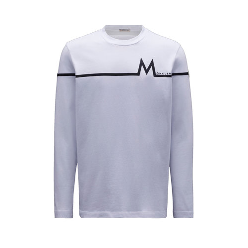 Moncler/蒙克萊 22年秋冬新款 男士光學白色純棉M圖案長袖T恤H20918D000038390T001