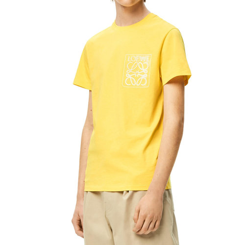 LOEWE/羅意威 22年秋冬新款 男士黃色純棉Anagram Logo假口袋T恤H526Y22X25-8100