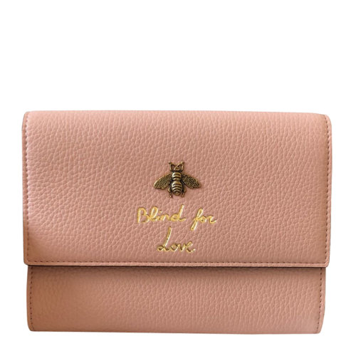 GUCCI/古馳女士牛皮黑色燙金蜜蜂斜挎包手包ai498097【奧萊】