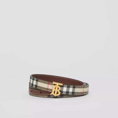  BURBERRY 22年秋冬 女士 雙面兩用 Vintage 格紋拼皮革腰帶 80524851