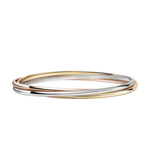 CARTIER/卡地亞 TRINITY系列  白金，玫瑰金，黃金三色小款手鐲B6050217