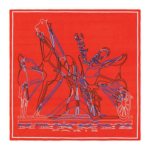 HERMES/愛馬仕 女士拼色真絲平紋細(xì)布馬車印花絲巾方巾頭巾圍巾 H303559S 多色可選