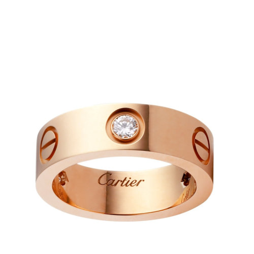 CARTIER/卡地亞 經典款LOVE 18K金玫瑰金鉆石戒指 鑲嵌3顆鉆石 B4087500