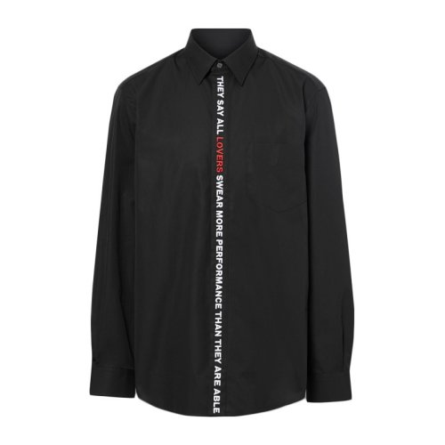  BURBERRY/博柏利 男士黑色棉質長袖襯衫 8017355