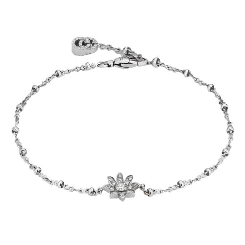 GUCCI/古馳 Gucci Flora 18k金白金花朵鑲鉆石手鏈 581817J85689066