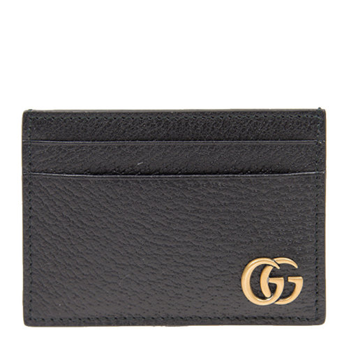 GUCCI/古馳 男士黑色牛皮經典LOGO款短款錢包卡包