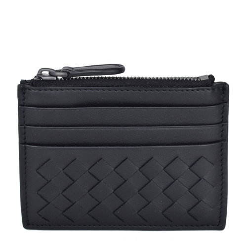 Bottega Veneta/葆蝶家 男士黑色小羊皮經典編織拉鏈零錢包卡包男包  367004-001N-1000