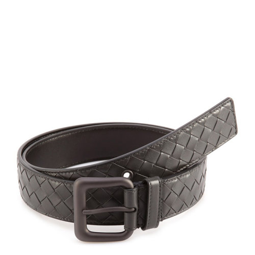 Bottega Veneta/葆蝶家 BV 男士深灰色牛皮編織商務(wù)休閑針扣式腰帶皮帶 271932-V4650-2015