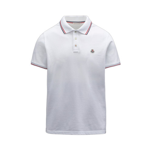 Moncler/蒙克萊 22年早春新款 男士光學白色純棉三色飾邊徽標短袖POLO衫T恤H10918A7030084556001