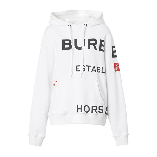 BURBERRY/博柏利 女士白色棉質衛衣 8017166WHIT (批次不同手臂印花不同) (批次不同新舊版標簽除機發放)