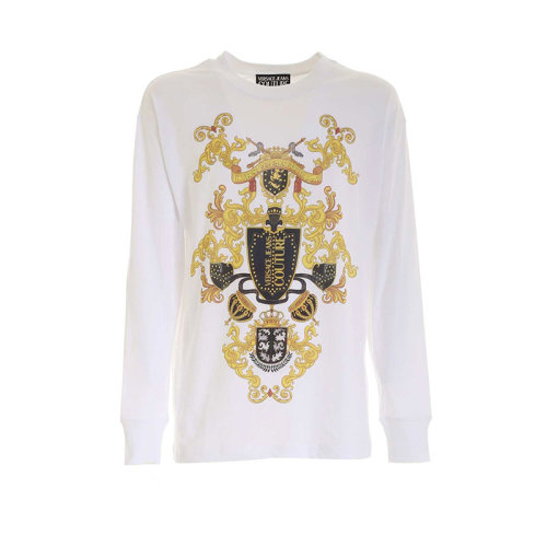 VERSACE JEANS/范思哲牛仔 男裝 時尚簡約 男士白色棉質長袖T恤 B3GZB7KC30327 K41