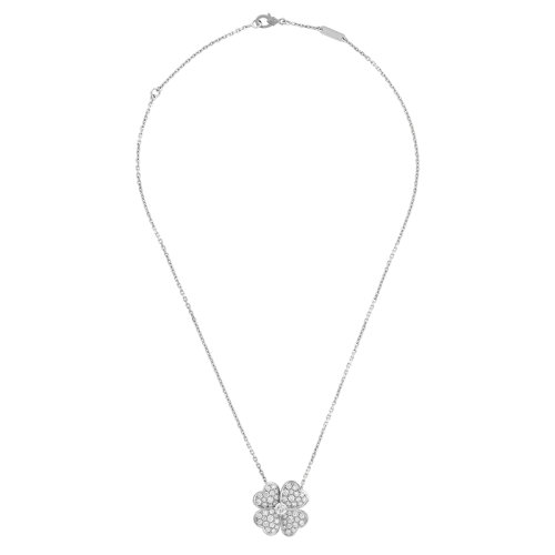 Van Cleef & Arpels/梵克雅寶 經典Cosmos系列 18k金白金鑲嵌鉆石滿鉆四葉草中號吊墜胸針VCARO64900