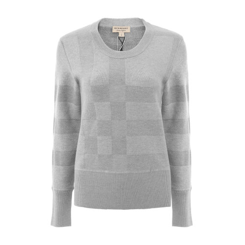 秋冬 BURBERRY/博柏利 羊毛混紡 灰色圓領(lǐng)女士羊毛衫 女士針織衫/毛衣 瑕疵特賣(mài)（陳列痕跡，不影響使用）